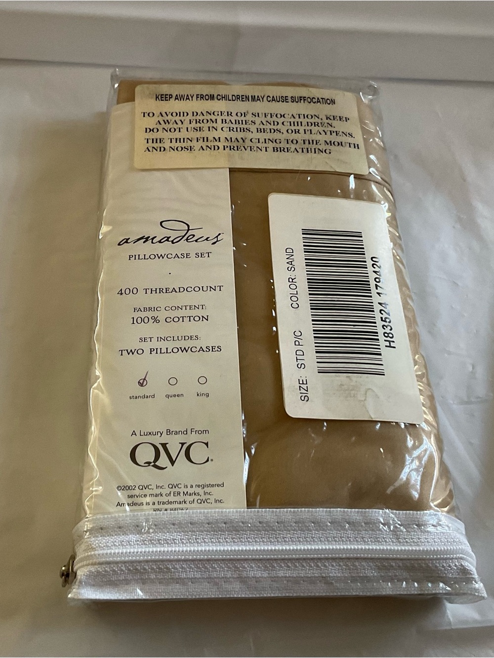 Amadeus QVC Vintage Pillowcase Set (2) 400ThreadCount Fine Linens-New Package